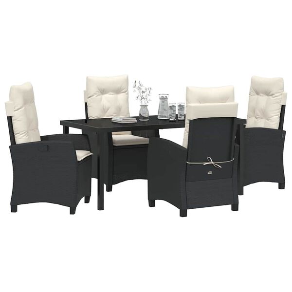 vidaXL Ensemble de salle &agrave; manger pour jardin 5 pcs Noir polyrotin