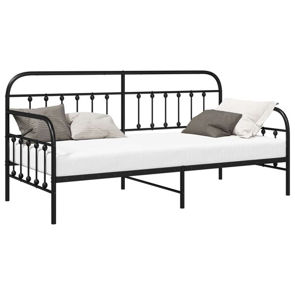 vidaXL Cadre de lit de jour Noir 90 x 200 cm Acier enduit de poudre