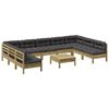 vidaXL Salon de jardin avec coussins 10 pcs bois de pin impr&eacute;gn&eacute;
