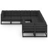 vidaXL Salon de jardin 8 pcs avec coussins Noir Bois de pin massif