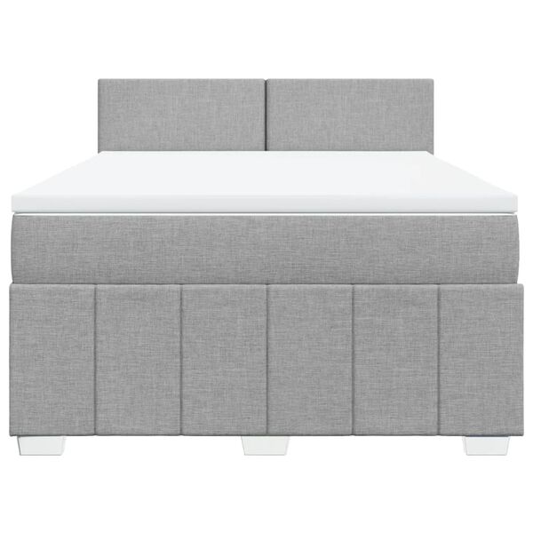vidaXL Sommier &agrave; lattes de lit avec matelas Gris clair 160x200cm Tissu