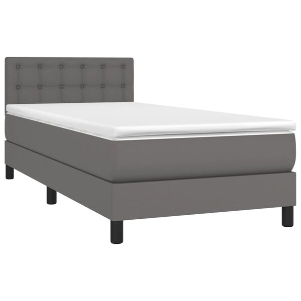 vidaXL Sommier &agrave; lattes de lit avec matelas Gris 90x200 cm Similicuir