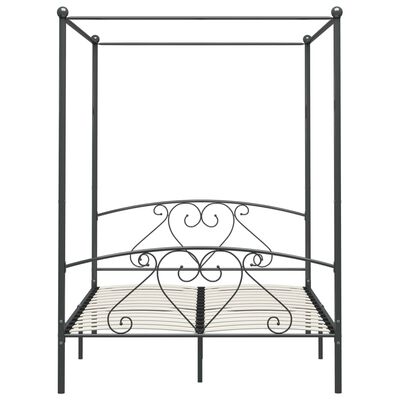 vidaXL Cadre de lit à baldaquin Gris Métal 160 x 200 cm