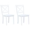 vidaXL Chaises &agrave; manger lot de 2 blanc bois h&eacute;v&eacute;a massif