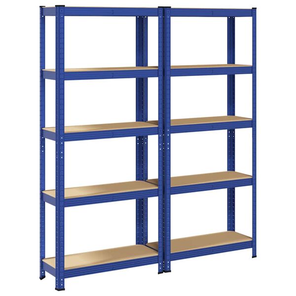 vidaXL Étagères de rangement à 5 niveaux 2 pcs Bleu Acier et bois