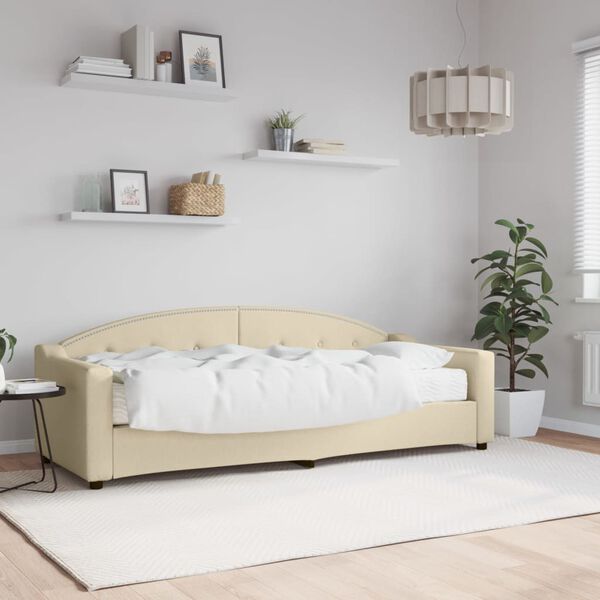 vidaXL Lit de jour avec matelas cr&egrave;me 80x200 cm tissu