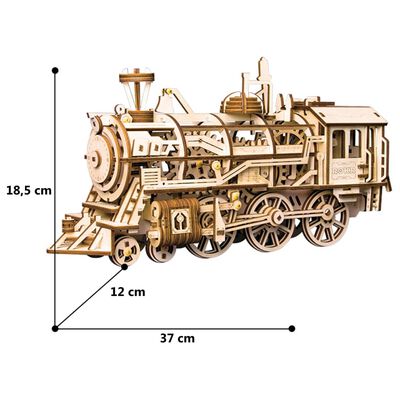 Robotime Train mécanique en bois Locomotive