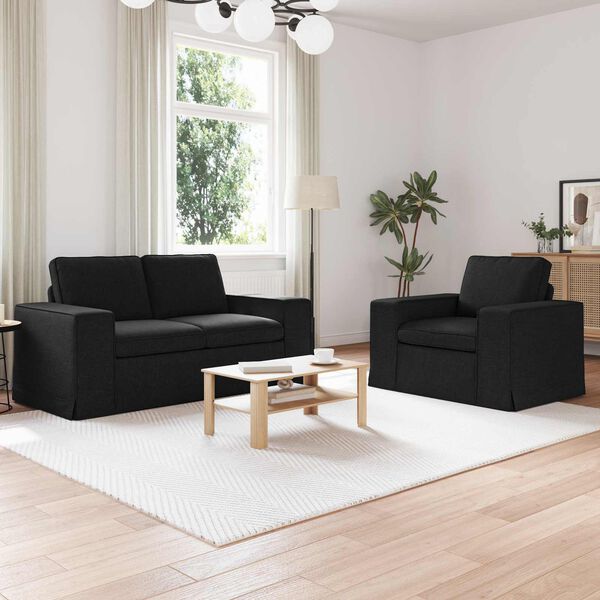 vidaXL Canap&eacute; 120cm 2 pcs Noir M&eacute;tал