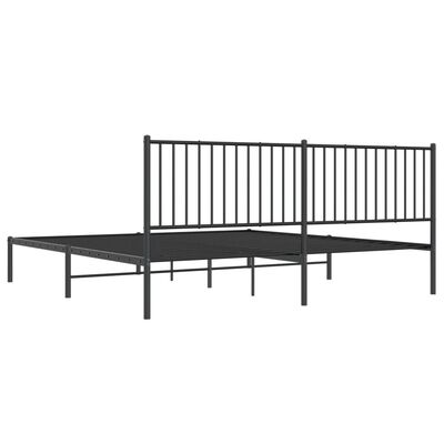 vidaXL Cadre de lit métal sans matelas avec tête de lit noir 193x203cm