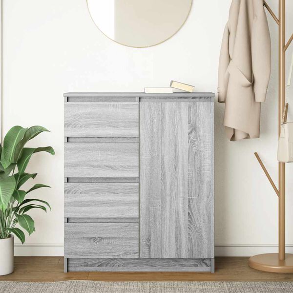 vidaXL Buffet avec tiroirs sonoma gris 71x35x84 cm bois d'ing&eacute;nierie