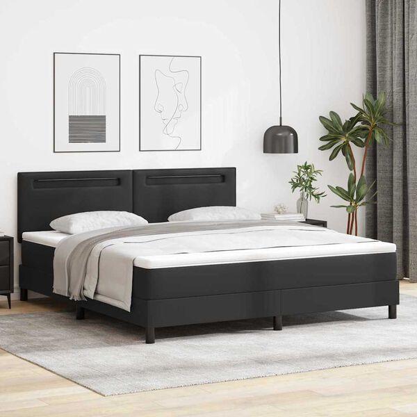 vidaXL Cadre de lit avec matelas Noir 180 x 200 cm Faux cuir