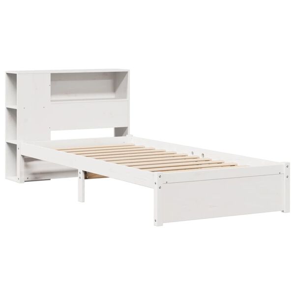 vidaXL Lit biblioth&egrave;que sans matelas blanc 90x190cm bois de pin massif