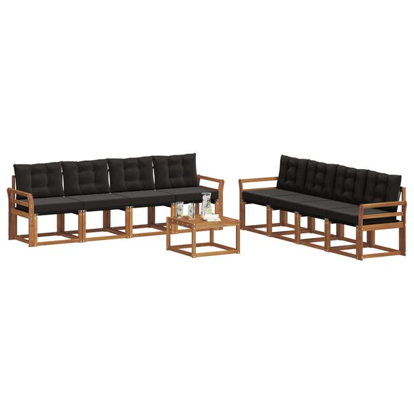 vidaXL Ensemble de canap&eacute;s d'ext&eacute;rieur 9 pcs Naturel et Noir