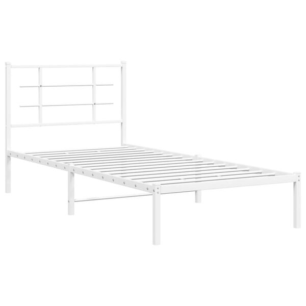 vidaXL Cadre de lit m&eacute;tal sans matelas avec t&ecirc;te de lit blanc 90x190cm