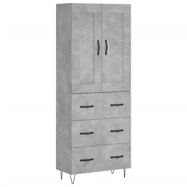 vidaXL Buffet haut Gris b&eacute;ton 69,5x34x180 cm Bois d'ing&eacute;nierie