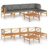 vidaXL Salon de jardin 6 pcs avec coussins gris Bois de teck solide