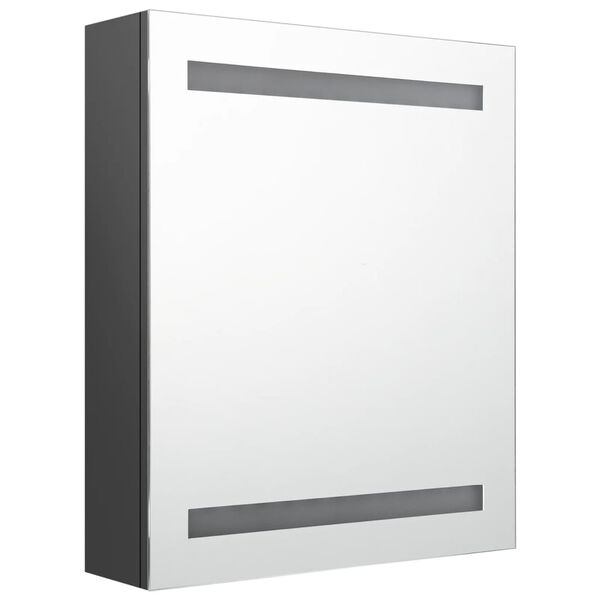 vidaXL Armoire de salle de bain &agrave; miroir LED gris 50x14x60 cm