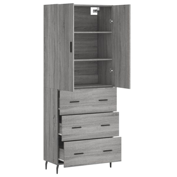 vidaXL Buffet haut Sonoma gris 69,5x34x180 cm Bois d'ingénierie