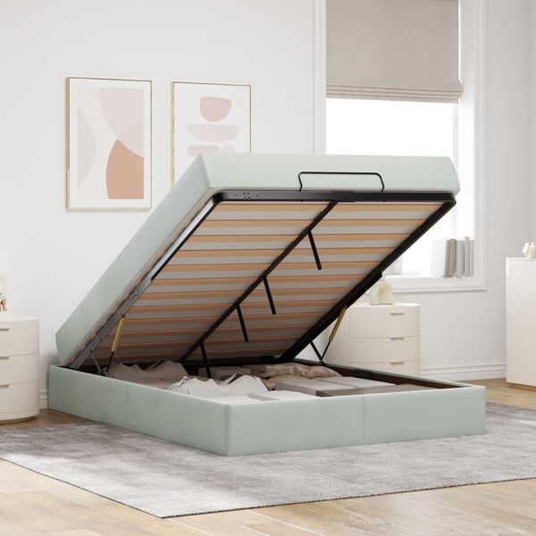 vidaXL Cadre de lit avec matelas avec matelas 2 pcs Gris clair Velours