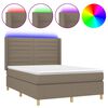 vidaXL Sommier &agrave; lattes de lit matelas et LED Taupe 140x190 cm Tissu
