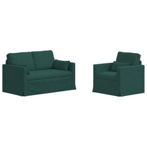 vidaXL Ensemble de Canap&eacute;s 2 pc Vert fonc&eacute; tissu