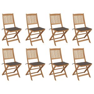 vidaXL Chaises pliables d'ext&eacute;rieur et coussins lot de 8 Bois d'acacia