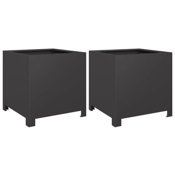 vidaXL Jardini&egrave;res 2 pcs noir 40x40x40 cm acier