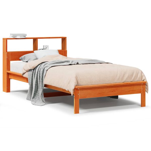vidaXL Lit biblioth&egrave;que sans matelas cire marron 90x200 cm pin massif