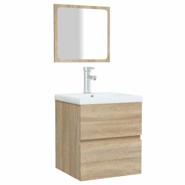 vidaXL Armoire de bain avec miroir ch&ecirc;ne sonoma bois d'ing&eacute;nierie