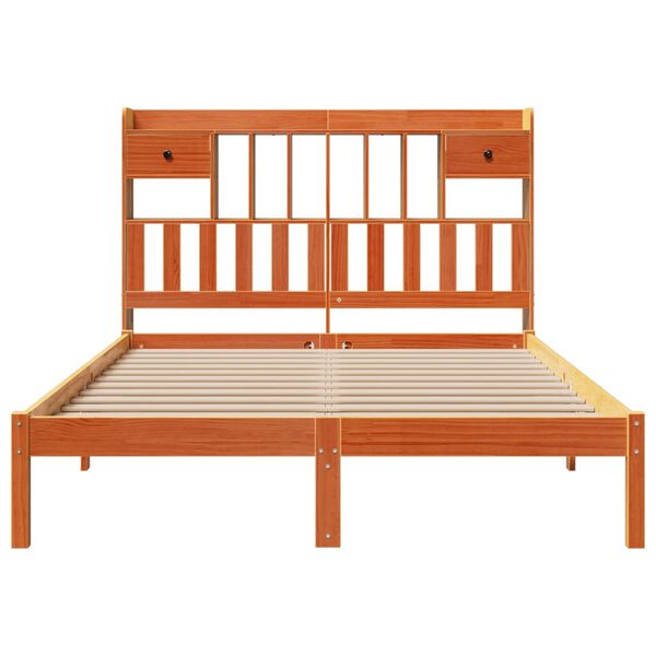 vidaXL Lit biblioth&egrave;que sans matelas cire marron 160x200 cm pin massif