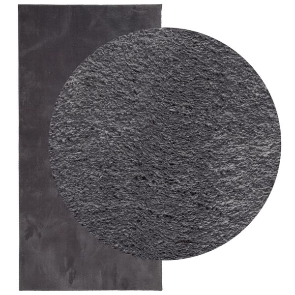 vidaXL Tapis HUARTE &agrave; poils courts doux lavable anthracite 100x200 cm
