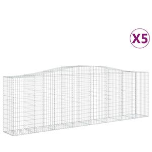 vidaXL Paniers &agrave; gabions arqu&eacute;s 5 pcs 400x50x120/140 cm Fer galvanis&eacute;