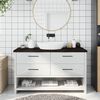 vidaXL Comptoir de salle de bain marron fonc&eacute; bois massif trait&eacute;