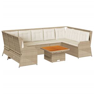 vidaXL Salon de jardin avec coussins 7 pcs beige r&eacute;sine tress&eacute;e