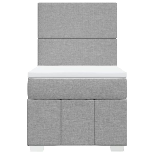 vidaXL Sommier &agrave; lattes de lit et matelas Gris clair 90x190 cm Tissu