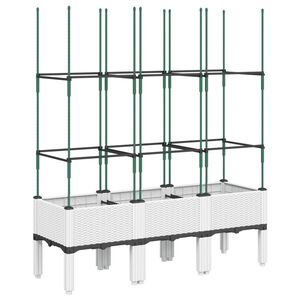 vidaXL Jardini&egrave;re avec treillis blanc 120x40x142,5 cm PP