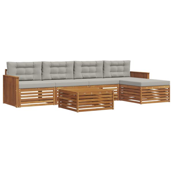 vidaXL Ensemble de canap&eacute;s d'ext&eacute;rieur 6 pcs Gris Naturel et Clair