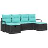 vidaXL Ensemble de Canap&eacute;s 6 pcs Noir et turquoise polyrotin