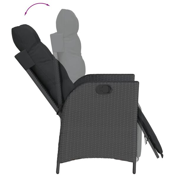 vidaXL Ensemble &agrave; manger de jardin coussins 7pcs Noir R&eacute;sine tress&eacute;e