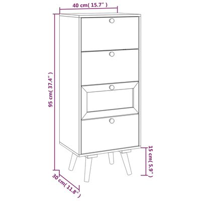 vidaXL Buffet haut avec tiroirs 40x30x95 cm bois d'ingénierie