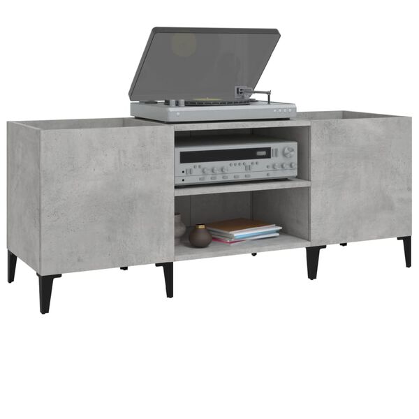 vidaXL Armoire &agrave; disques gris b&eacute;ton 121x38x48 cm bois d'ing&eacute;nierie