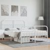 vidaXL Cadre de lit m&eacute;tal sans matelas et pied de lit blanc 140x190 cm