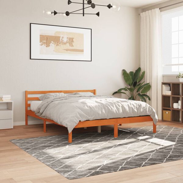 vidaXL Cadre de lit sans matelas cire marron 200x200cm bois pin massif