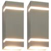 vidaXL Appliques murales d'ext&eacute;rieur 2 pcs 35 W Argent&eacute; Rectangulaire