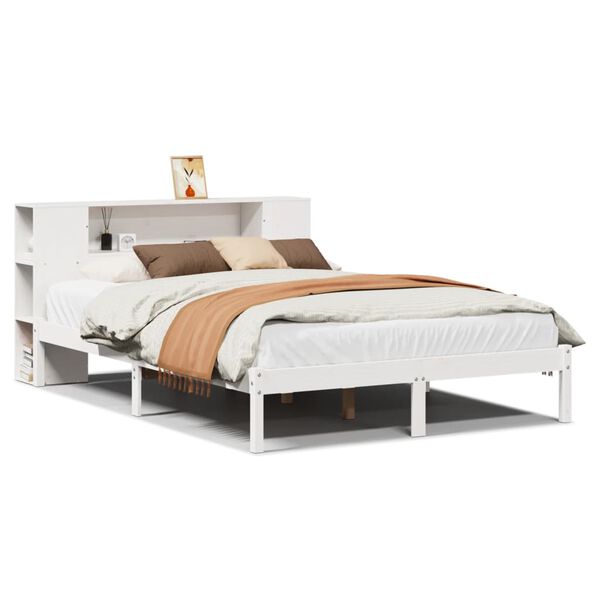 vidaXL Lit biblioth&egrave;que sans matelas blanc 160x200 cm bois pin massif