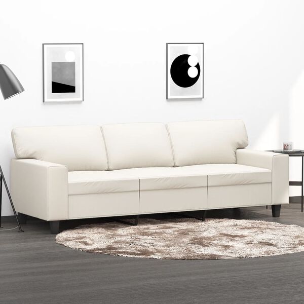 vidaXL Canap&eacute; &agrave; 3 places Cr&egrave;me 180 cm Similicuir