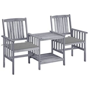 vidaXL Chaises de jardin avec table &agrave; th&eacute; et coussins Acacia solide