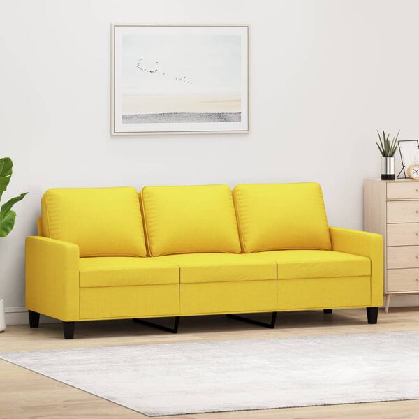 vidaXL Canap&eacute; &agrave; 3 places Jaune clair 180 cm Tissu