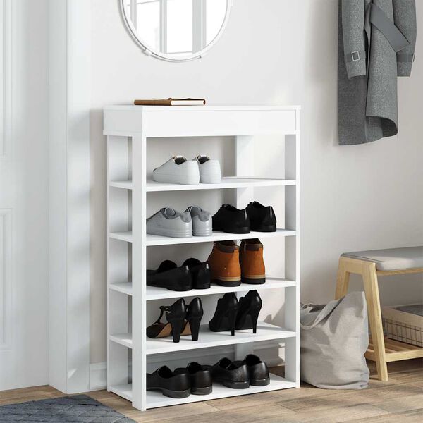 vidaXL &Eacute;tag&egrave;re &agrave; chaussures blanc 60x30x98 cm bois d'ing&eacute;nierie