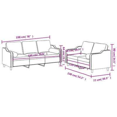 vidaXL Ensemble de canapés 2 pcs avec coussins marron tissu